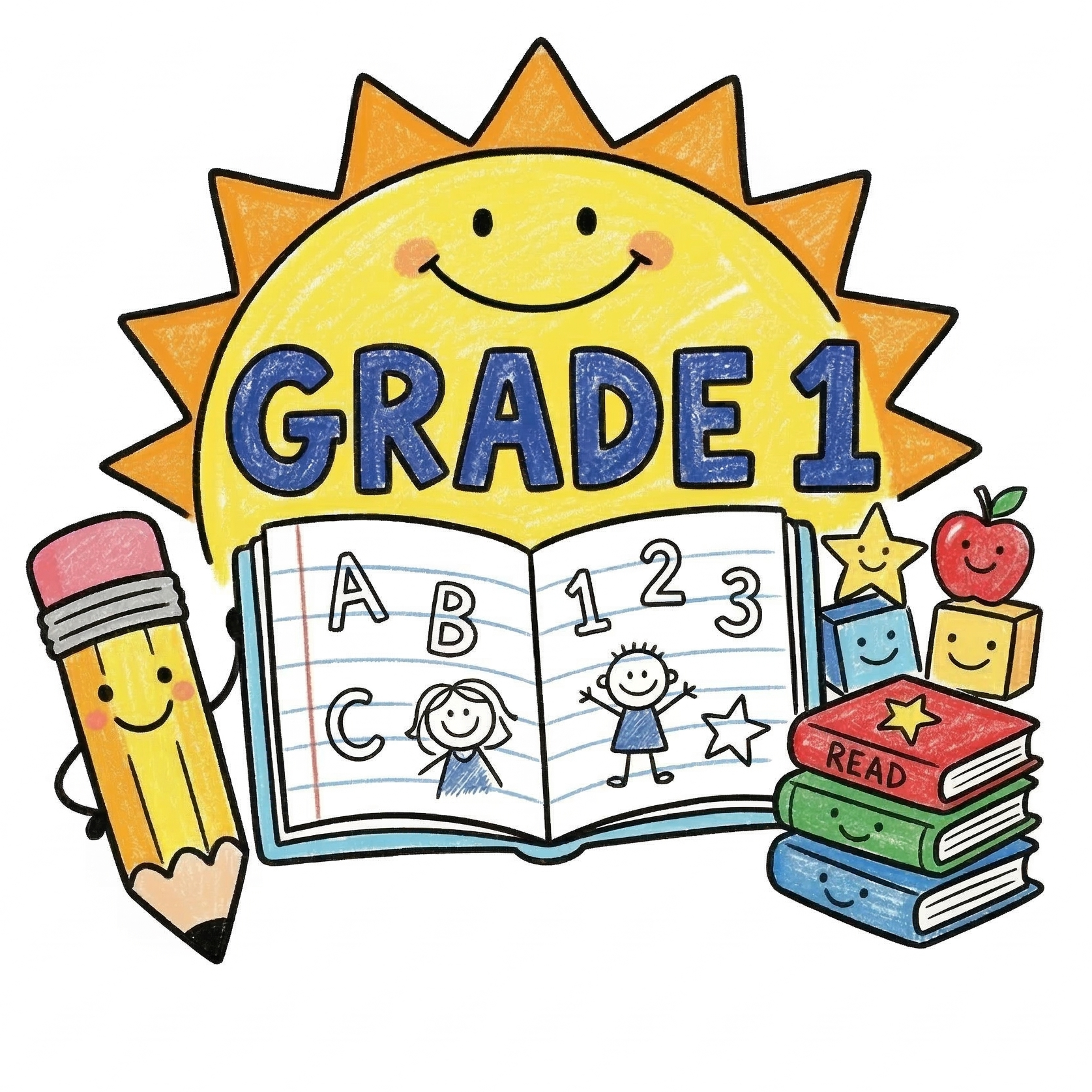 Grade 1 Ontario Curriculum Image of Books and Pencil